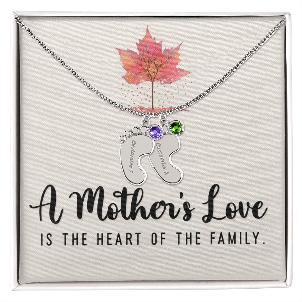 Celebrate the arrival of a newborn or cherish a precious memory with our Custom Baby Feet Necklace with Birthstone. Personalize your gift by engraving a name of your choice onto the pendant and choosing a crystal that correlates with the baby's birth month.