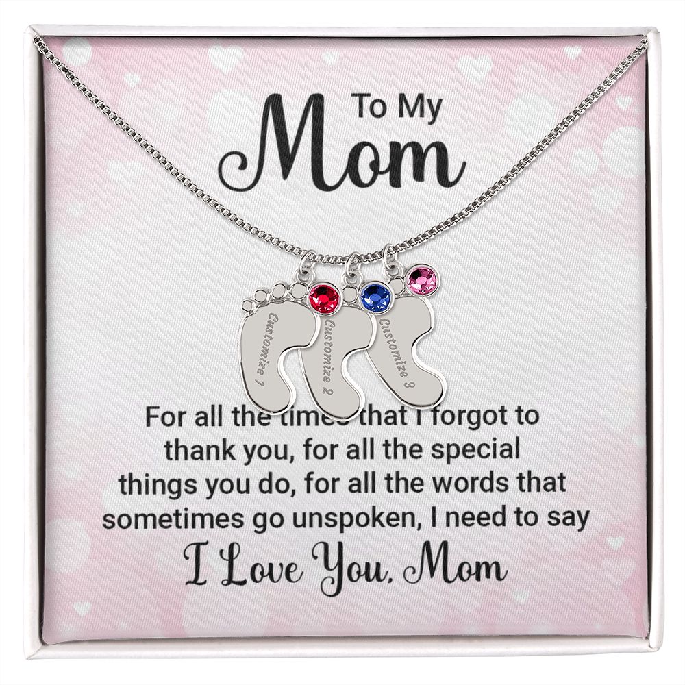 Celebrate the arrival of a newborn or cherish a precious memory with our Custom Baby Feet Necklace with Birthstone. Personalize your gift by engraving a name of your choice onto the pendant and choosing a crystal that correlates with the baby's birth month.