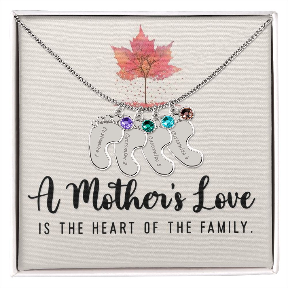 Celebrate the arrival of a newborn or cherish a precious memory with our Custom Baby Feet Necklace with Birthstone. Personalize your gift by engraving a name of your choice onto the pendant and choosing a crystal that correlates with the baby's birth month.