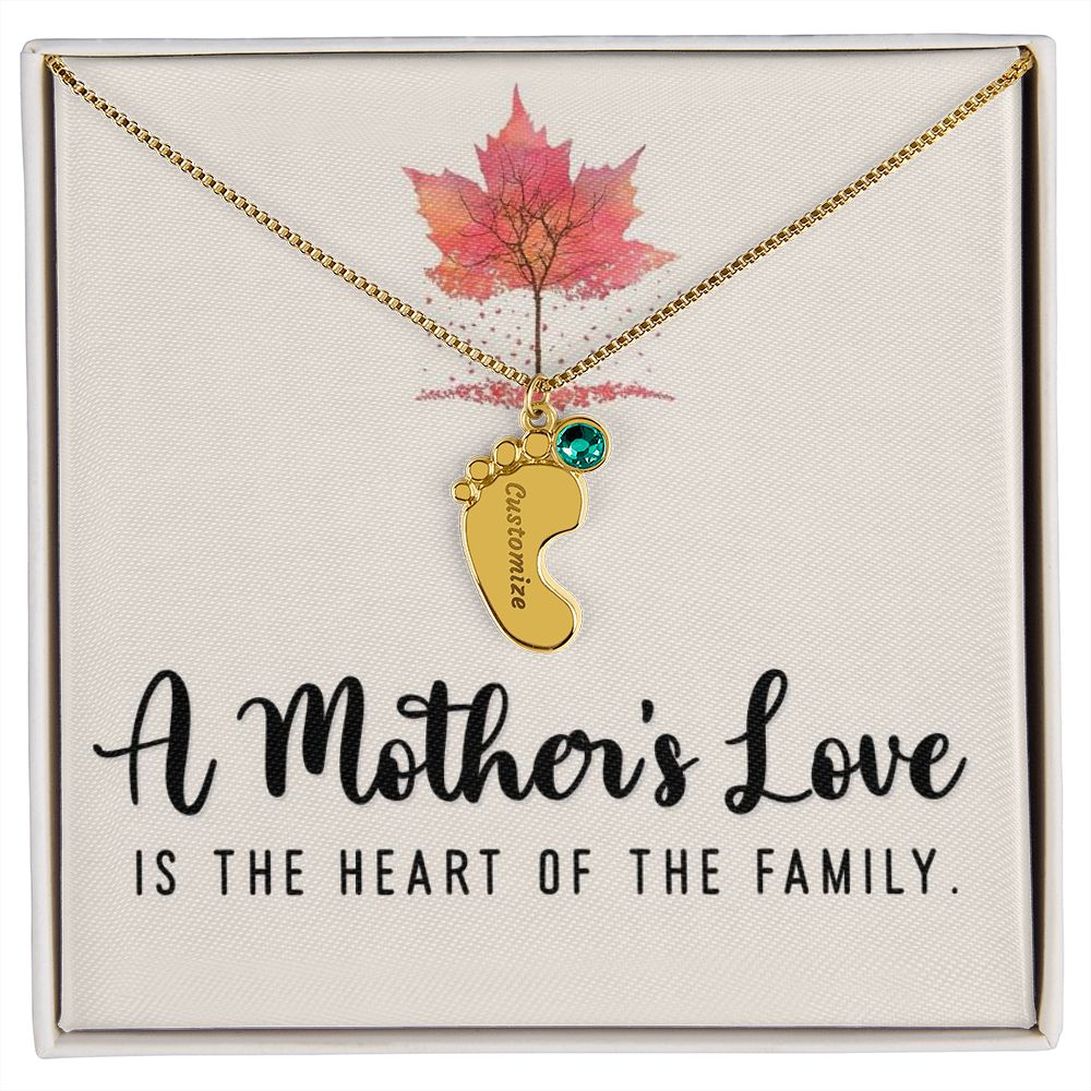 Celebrate the arrival of a newborn or cherish a precious memory with our Custom Baby Feet Necklace with Birthstone. Personalize your gift by engraving a name of your choice onto the pendant and choosing a crystal that correlates with the baby's birth month.