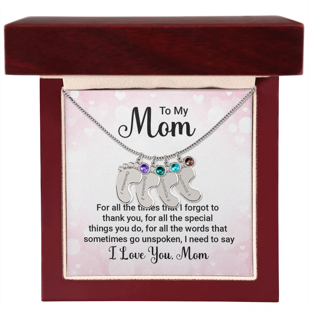 Celebrate the arrival of a newborn or cherish a precious memory with our Custom Baby Feet Necklace with Birthstone. Personalize your gift by engraving a name of your choice onto the pendant and choosing a crystal that correlates with the baby's birth month.