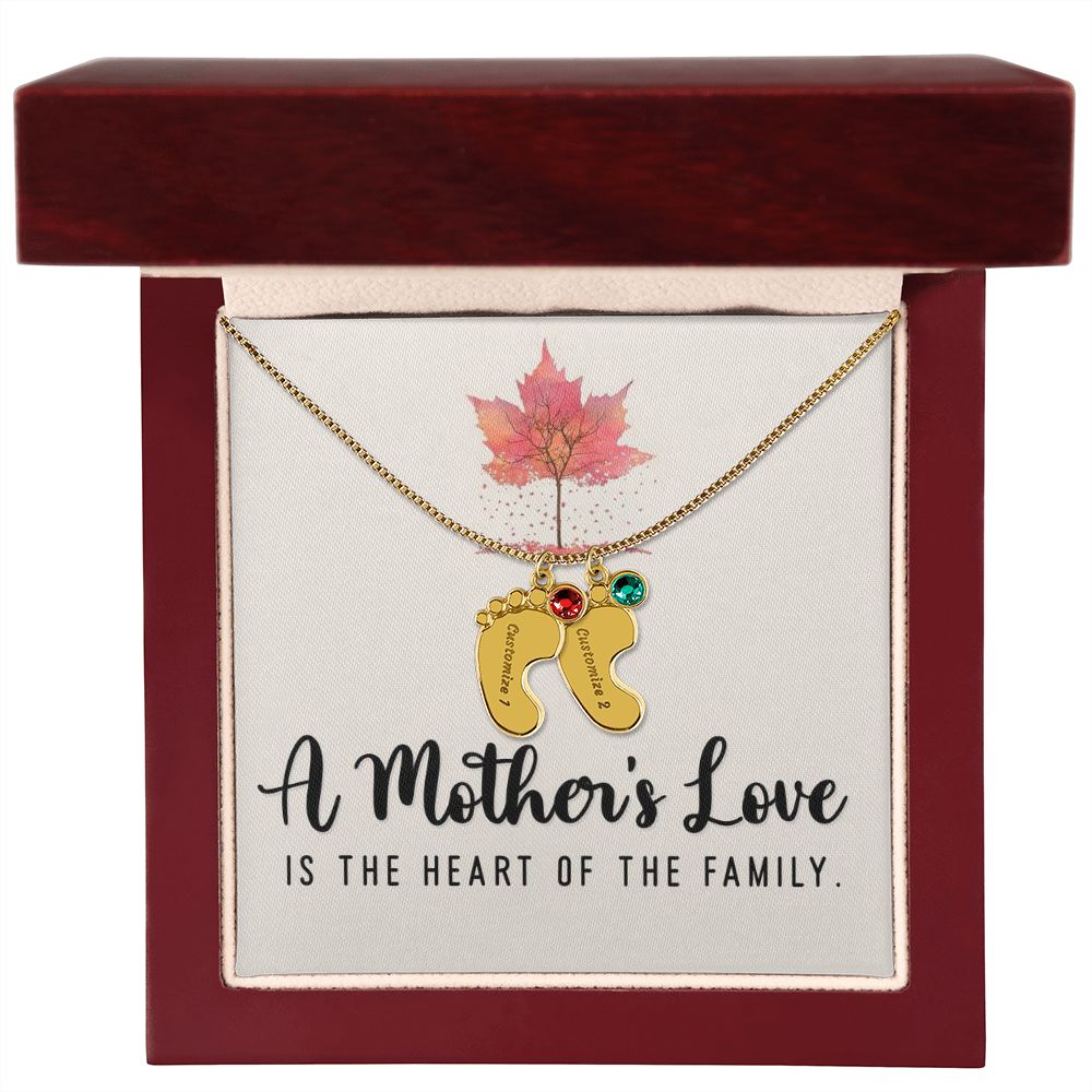 Celebrate the arrival of a newborn or cherish a precious memory with our Custom Baby Feet Necklace with Birthstone. Personalize your gift by engraving a name of your choice onto the pendant and choosing a crystal that correlates with the baby's birth month.
