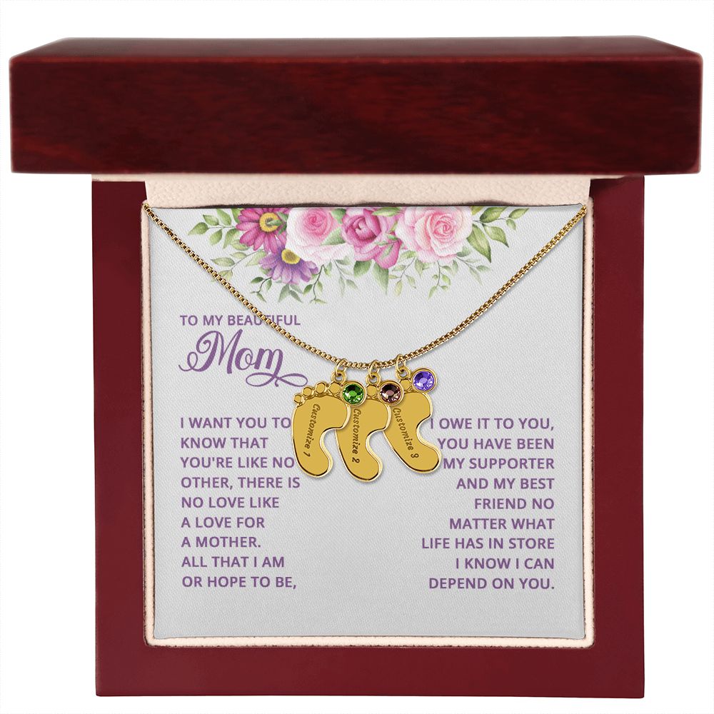 Adorn yourself with a timelessly beautiful piece of jewelry. Crafted with a subtle delicateness, the Baby Feet Necklace with Birthstone is a gorgeous combination of elegance and sentimentality. Symbolizing the unbreakable bond between mother and child, this custom necklace is crafted with personalized details and a birthstone of your choosing.