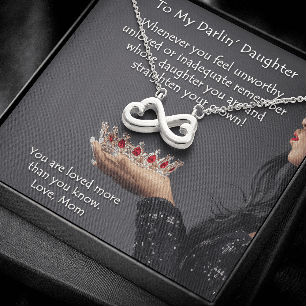 Celebrate your everlasting love and express your affection for your daughter with a look that says "I'll love you til the end of time." Artisan crafted in 14k White Gold finish or 18k Yellow Gold finish, this heart-shaped infinity symbol is hand polished to show off the magnificent shine.