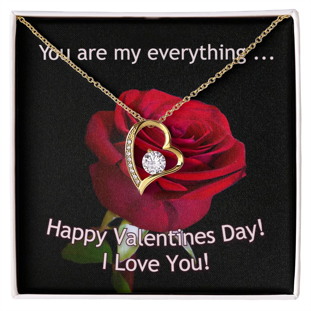 The dazzling Forever Love Necklace is sure to make her heart melt! This necklace features a stunning 6.5mm CZ crystal surrounded by a polished heart pendant embellished with smaller crystals to add extra sparkle and shine. Beautifully crafted with either a white gold or yellow gold finish, be sure to give her a classic gift she can enjoy everyday.