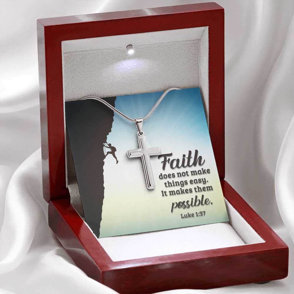 Wear your faith proudly with this stunning artisan-crafted Stainless Steel Cross Necklace. Perfect for special occasions or everyday wear, our Cross Necklace is a wonderful gift idea for you or your loved one. Imagine the look on their face when they open up this thoughtful gift!