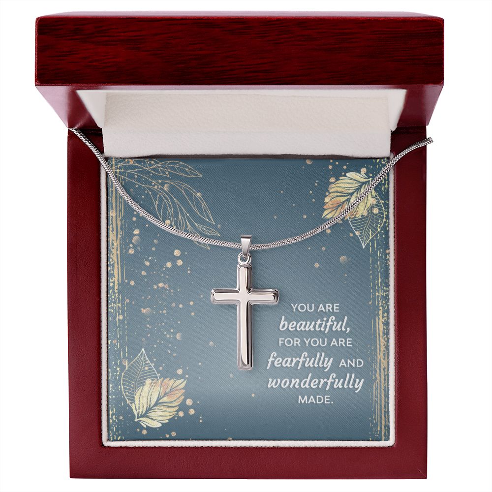 Wear your faith proudly with this stunning artisan-crafted Stainless Steel Cross Necklace. Perfect for special occasions or everyday wear, our Cross Necklace is a wonderful gift idea for you or your loved one. Imagine the look on their face when they open up this thoughtful gift!