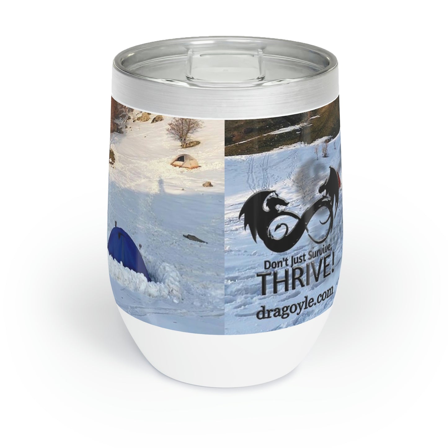 They say wine is the secret to a long, happy life. This custom wine tumbler helps you enjoy your favorite wines at the perfect temperature and can now accommodate your personal designs. Its double-insulated walls help retain your drinks soothingly hot or refreshingly cold, while the stainless steel, stemless design makes for incredible durability and ease of use.