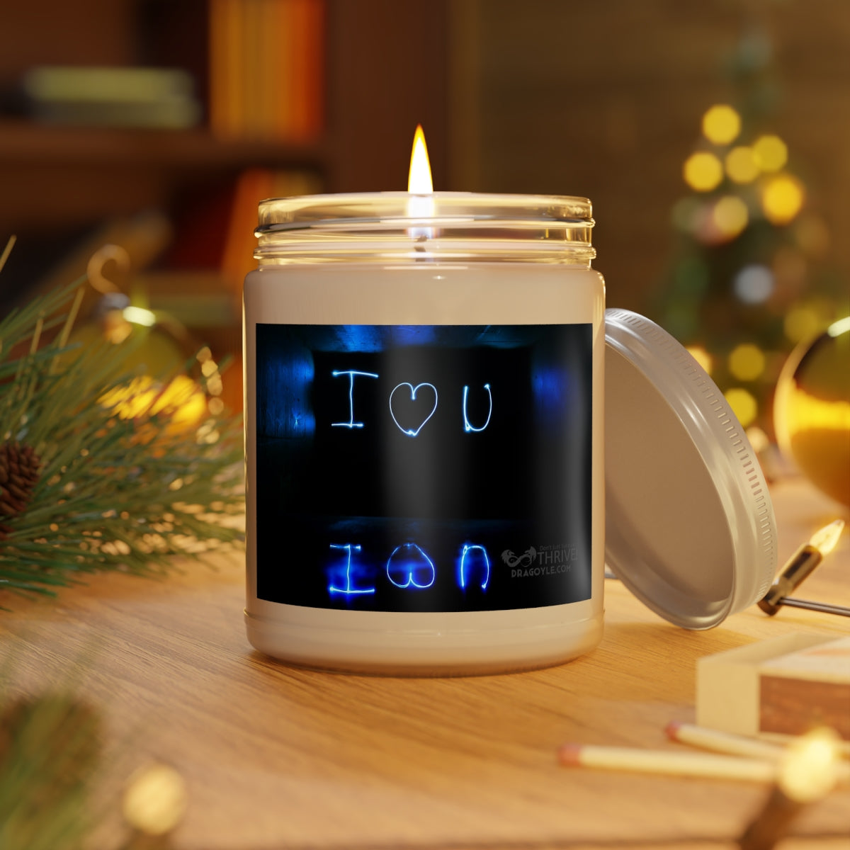 This custom candle jar can accommodate all your ideas, artwork, or inspirational quotes on its custom candle label. The candle itself is made 100% with a natural soy wax blend and cotton wick. Choose between ambrosial fragrances such as Vanilla Bean, Comfort Spice, and Sea Breeze.