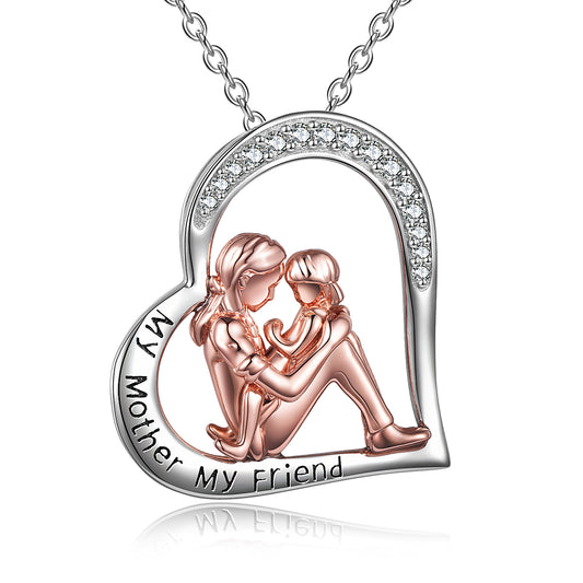 "My Mother My Friend" engraved on the heart-shaped necklace represents the mother's deep love for her daughter. No matter what happens, i will always be your favorite friend. This Mother and Child necklace will be a nice gift for mother, daughter etc.