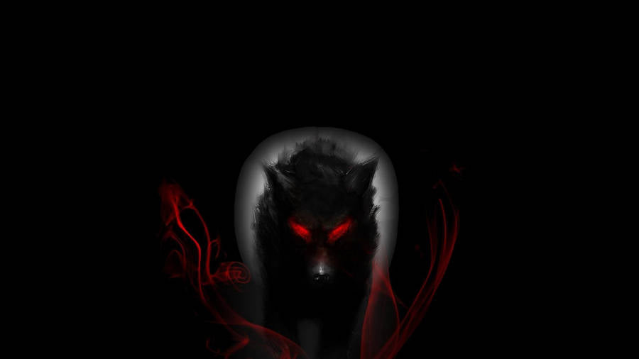 werewolf stocking in the dark with red eyes