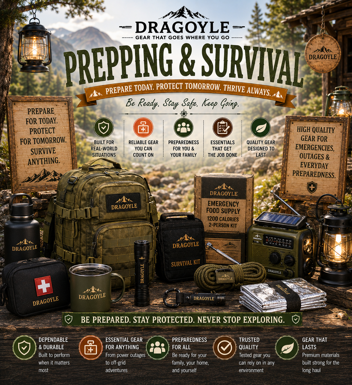 Emergency Preparedness supplies and gear at dragoyle.com