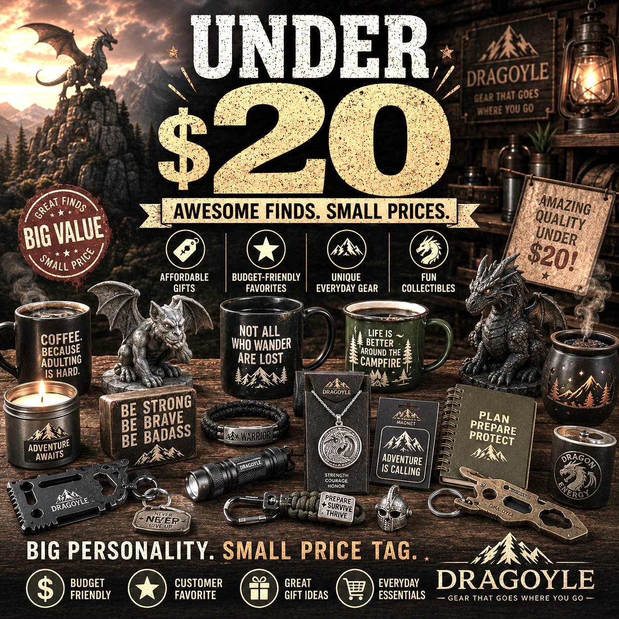 Under $20 gifts and supplies at dragoyle.com