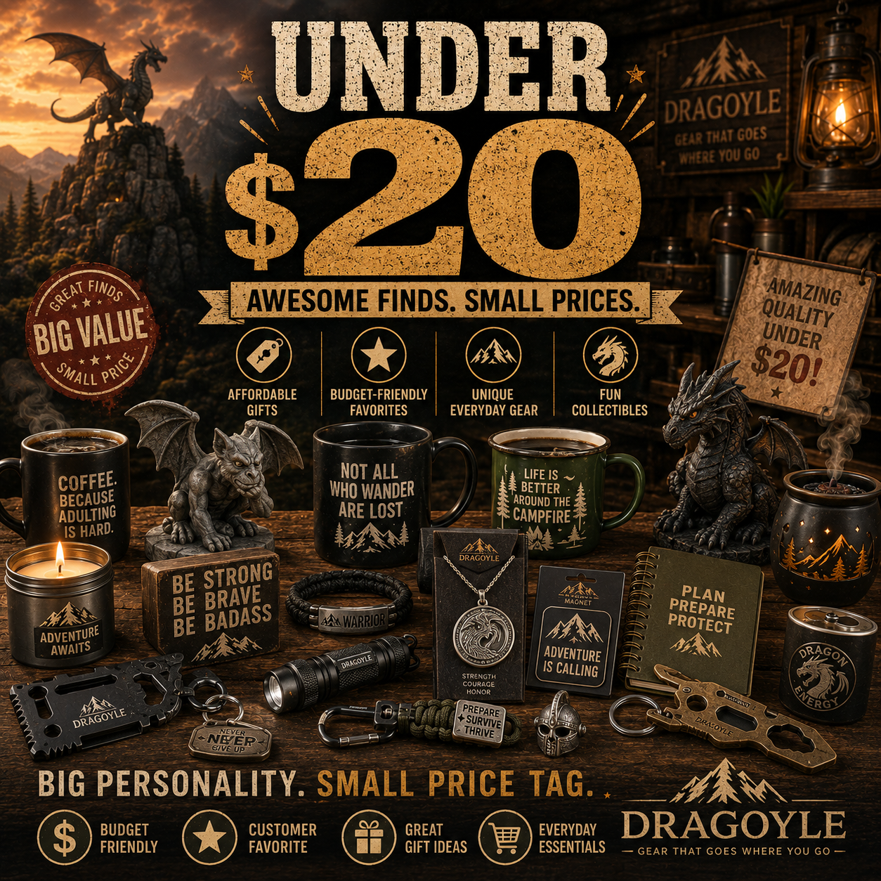 Under $20 gifts and supplies at dragoyle.com