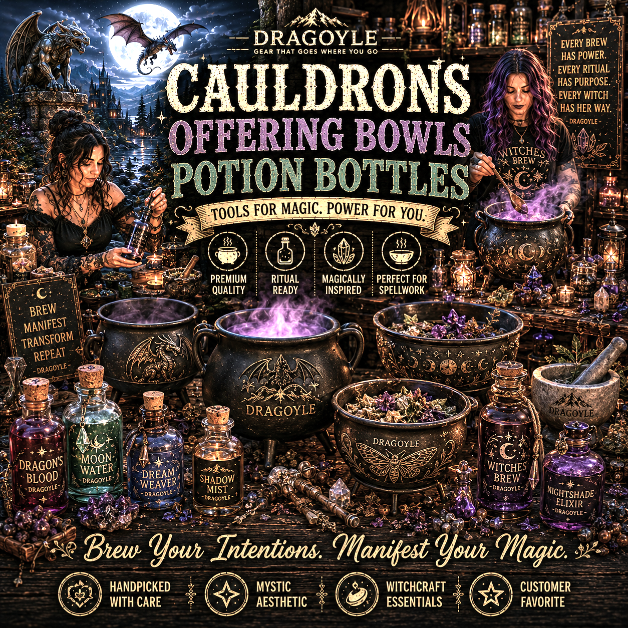 Cauldrons, Offering Bowls & Potion Bottles at dragoyle.com