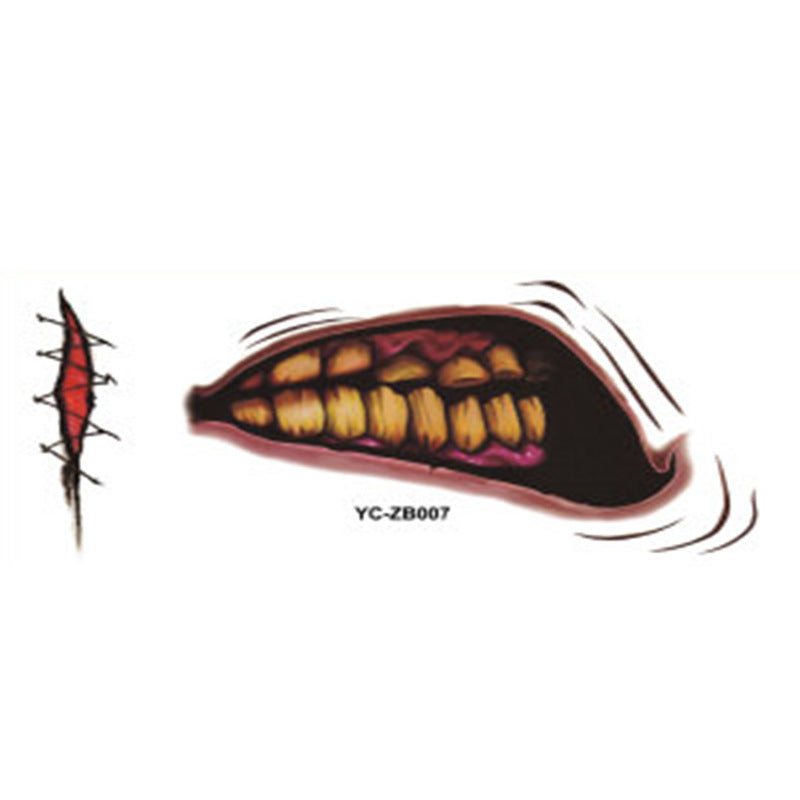 Unleash your bold side this Halloween with these Creepy Mouth Fake Tattoos. Perfect for creating a chilling, unforgettable look, they easily apply for a realistic effect that turns heads. 