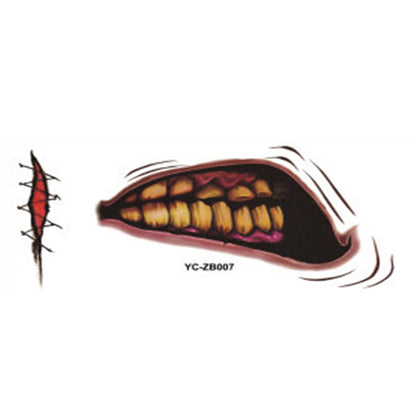 Unleash your bold side this Halloween with these Creepy Mouth Fake Tattoos. Perfect for creating a chilling, unforgettable look, they easily apply for a realistic effect that turns heads. 