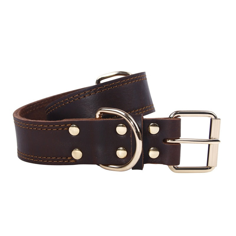 Ensure your pup looks stylish and stays safe with this quality Leather & Copper Dog Collar. Strong, durable and designed to last, it's perfect for adventures with your four-legged friend.