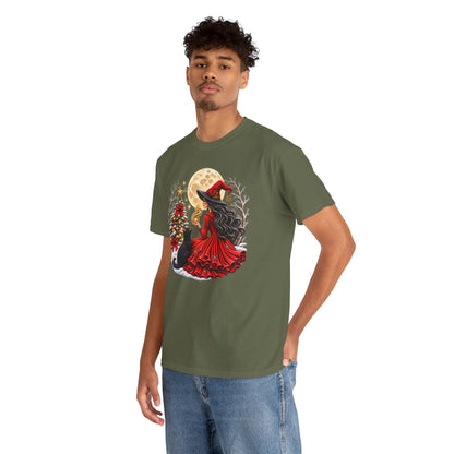 Witchy Christmas Magic Comfortable Cotton T-Shirt
