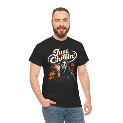 Just Chillin' Ghost Face Halloween Cotton T-Shirt 