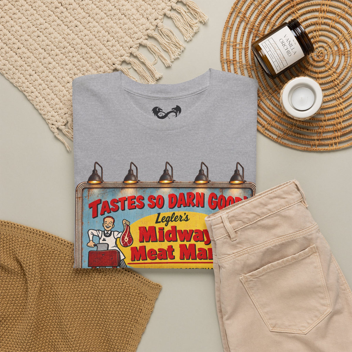 Jeepers Creepers Inspired Vintage Midway Meat Market Billboard  Cotton T-Shirt
