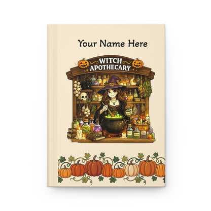 Witch Apothecary Hardcover Journal — Personalized Halloween Pumpkin Spellbook