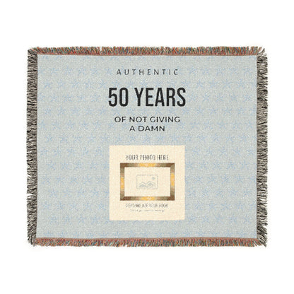 Personalized Woven Blanket — 'Authentic 50 Years of Not Giving a Damn' Decorative Throw