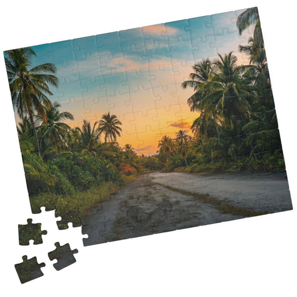 Experience the breathtaking beauty of a tropical landscape at dusk with this stunning puzzle. Featuring 110 to 1014 pieces, this puzzle will challenge your mind while transporting you to a peaceful oasis. 