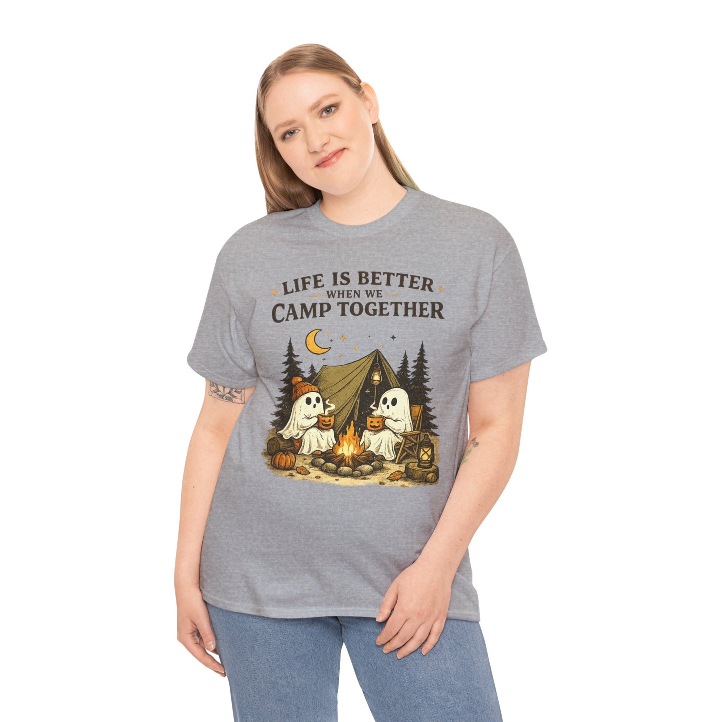 Life Is Better When We Camp Together Ghost Halloween Cotton T-Shirt