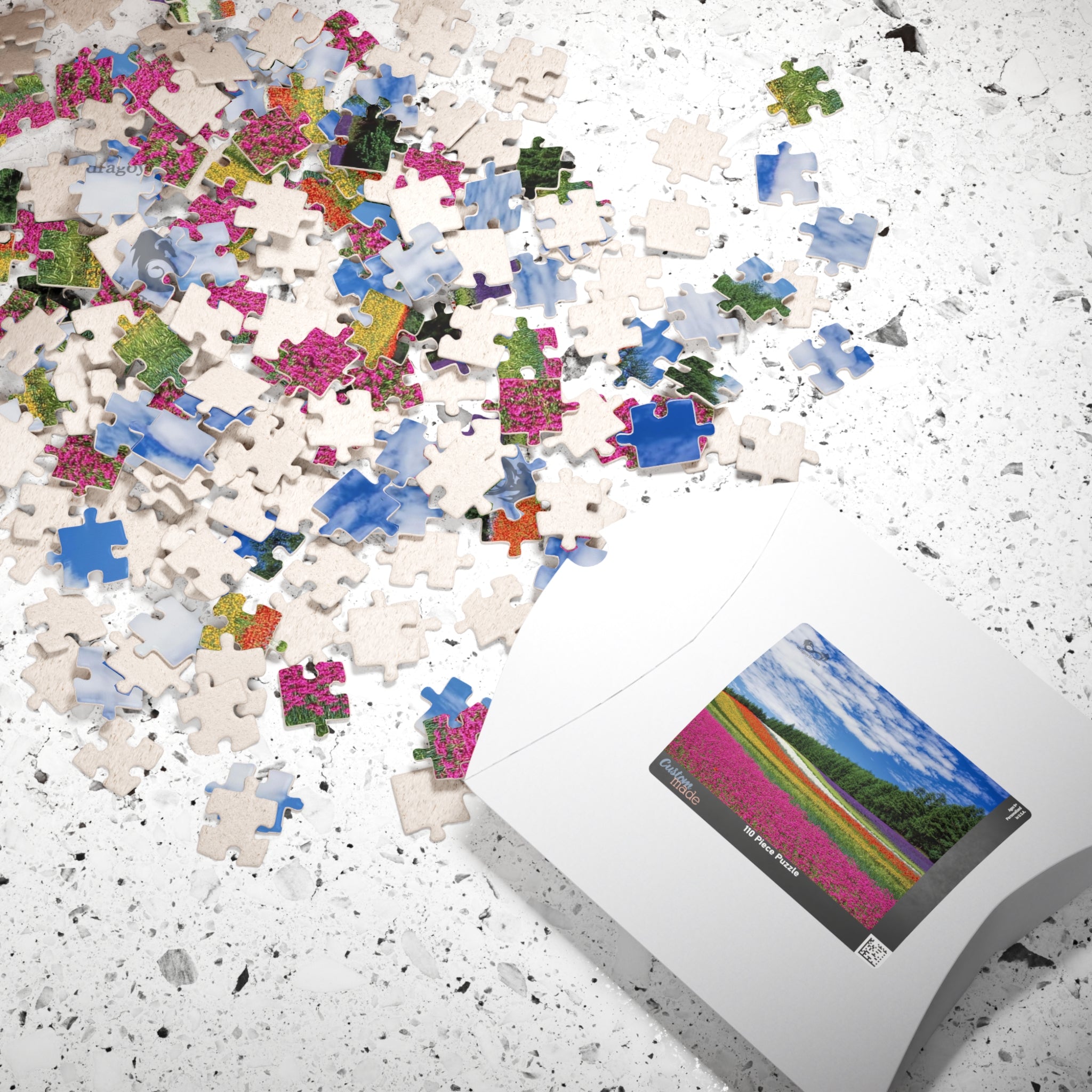 Experience the vibrant beauty of the Rainbow Colored Fields Puzzle! With 110 to 1014 pieces, this puzzle offers both a challenging and relaxing activity. As each piece falls into place, watch the mesmerizing colors come together to create a stunning landscape. 