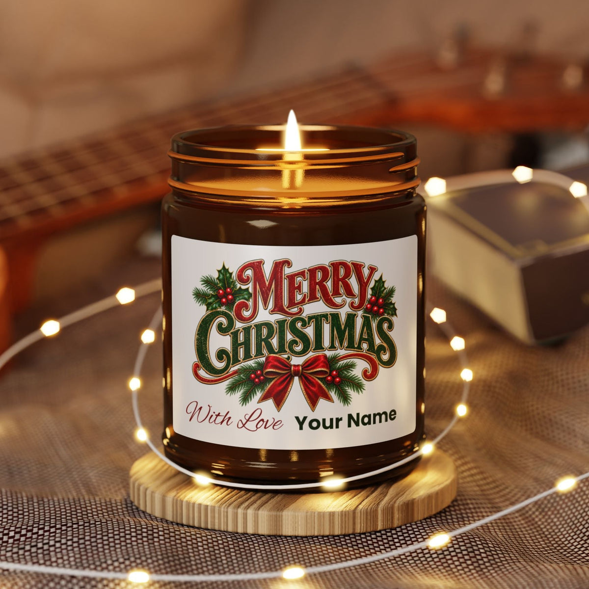 Personalized Merry Christmas Scented Soy Candle
