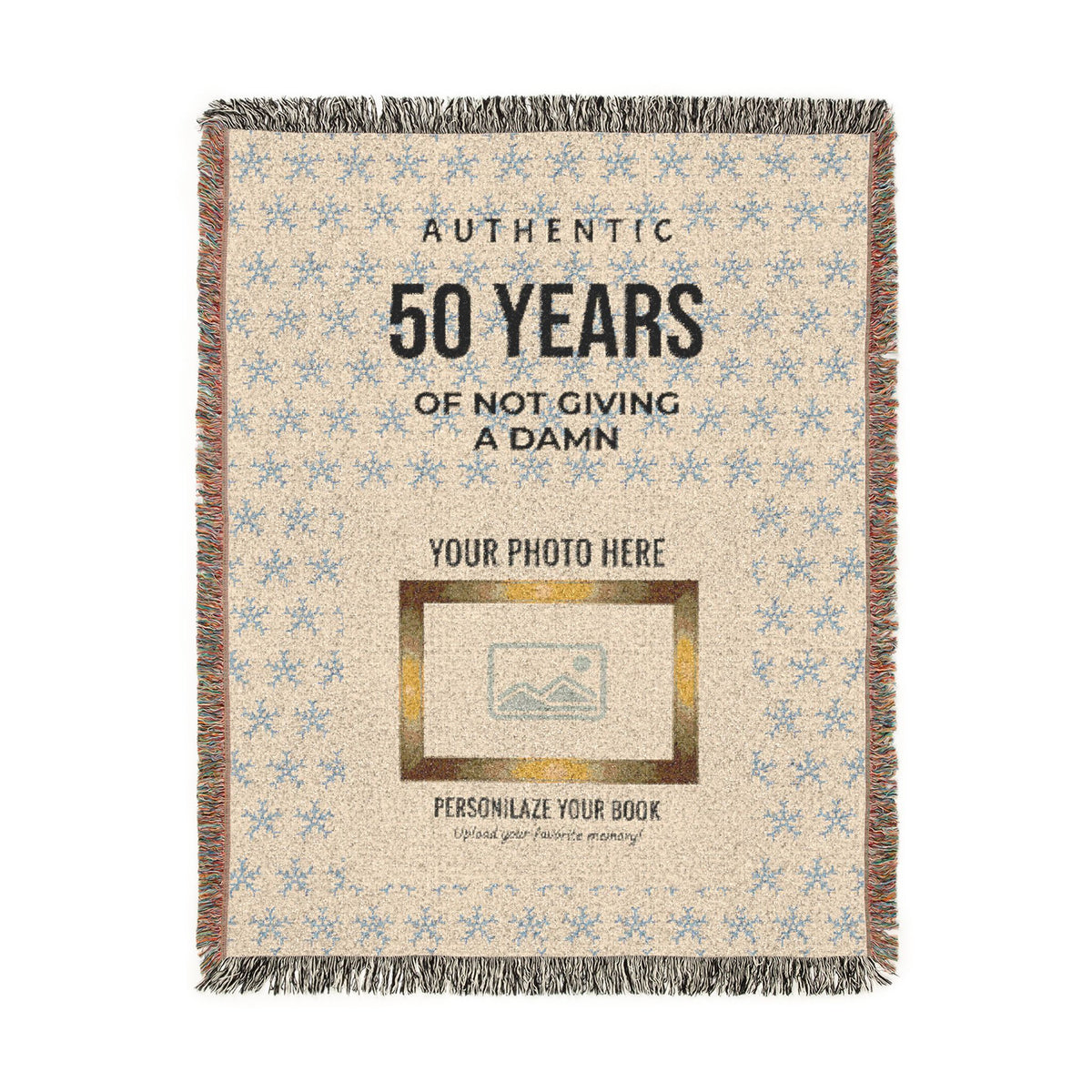 Personalized Woven Blanket — 'Authentic 50 Years of Not Giving a Damn' Decorative Throw