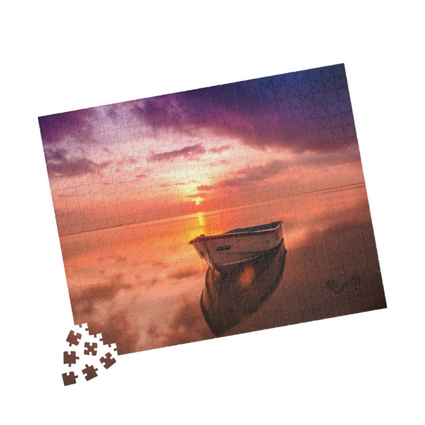 Lake Boat Sunset Puzzle - 110 to 1014 Pieces