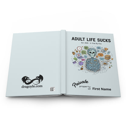 Open book with illustrations and text on a white background