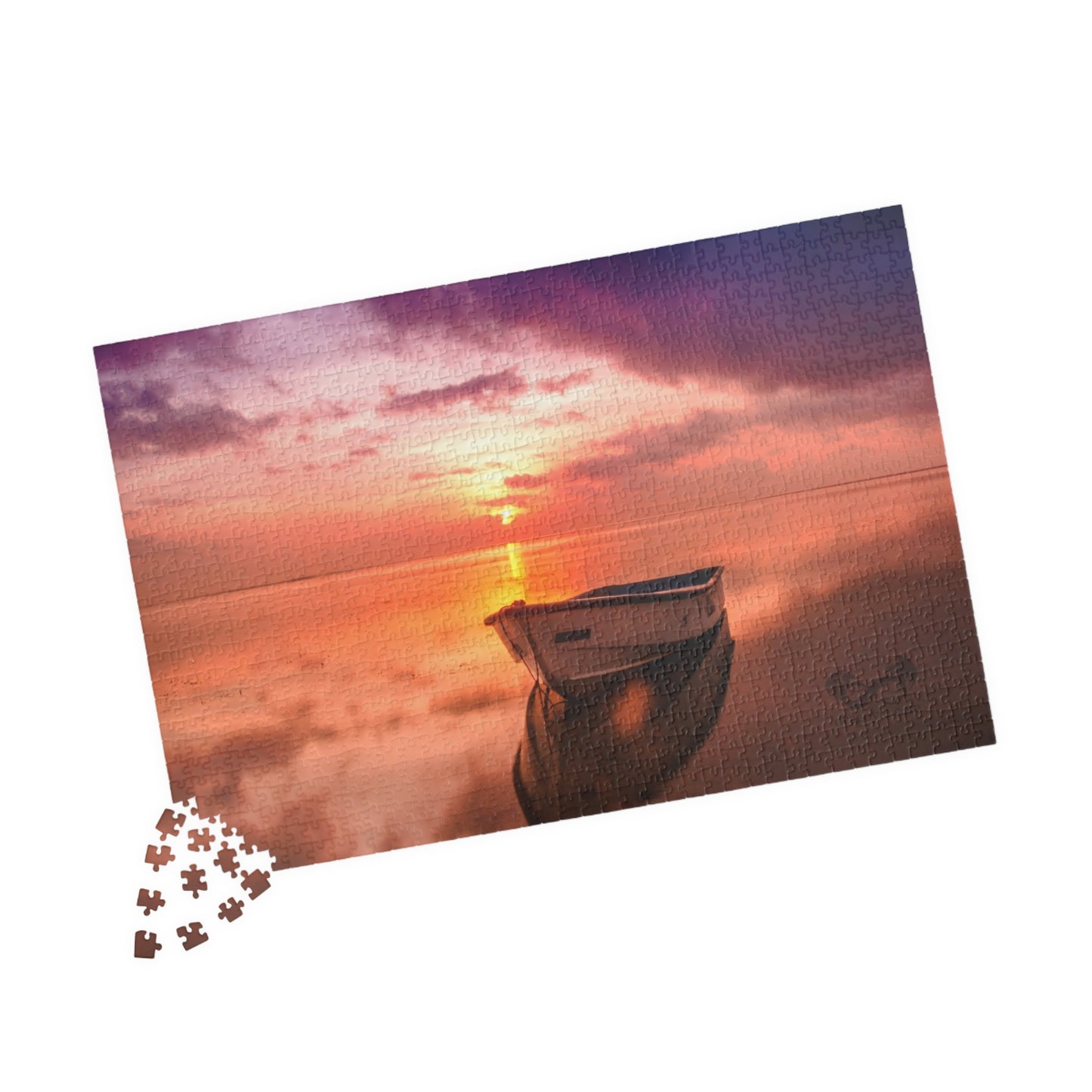 Lake Boat Sunset Puzzle - 110 to 1014 Pieces