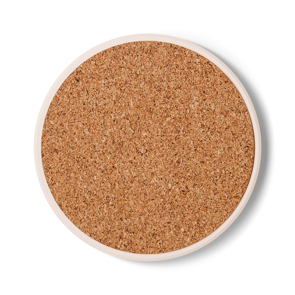 Round cork board on a white background