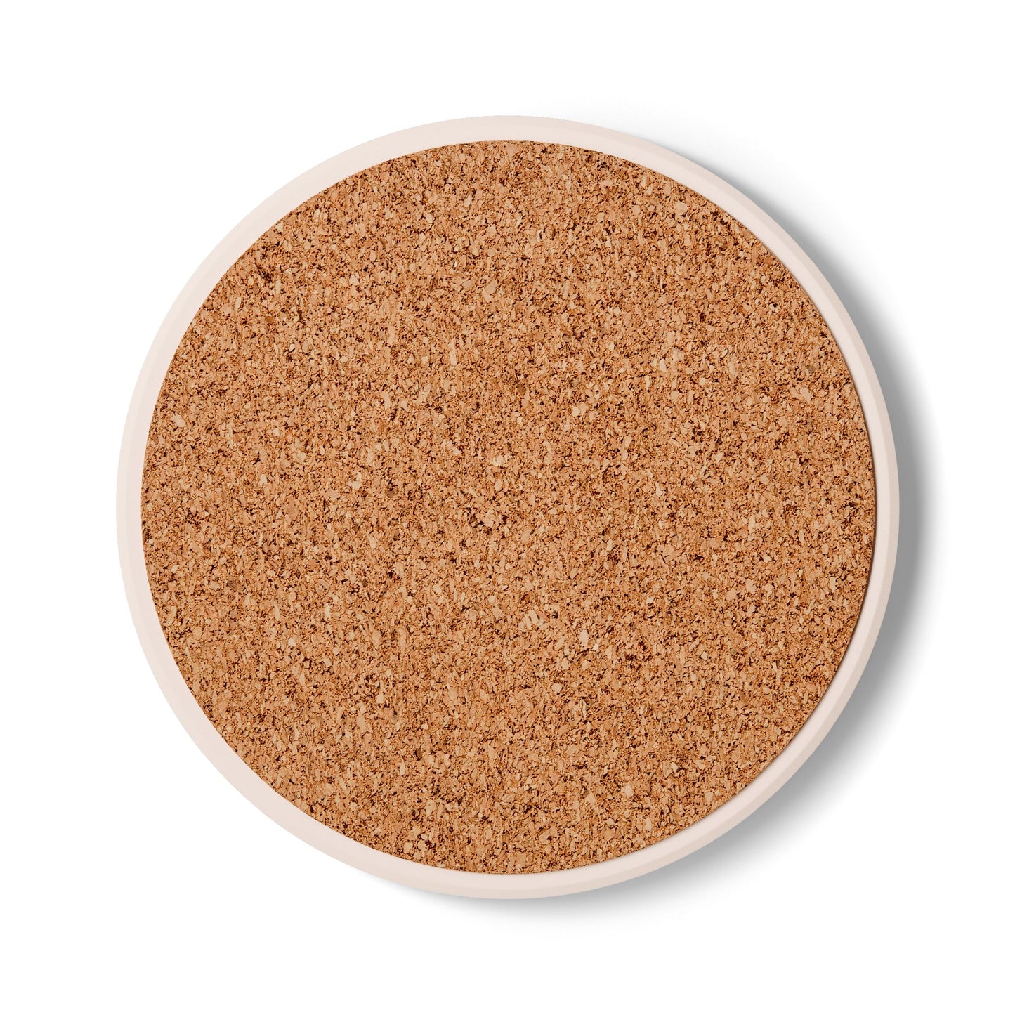 Round cork board on a white background