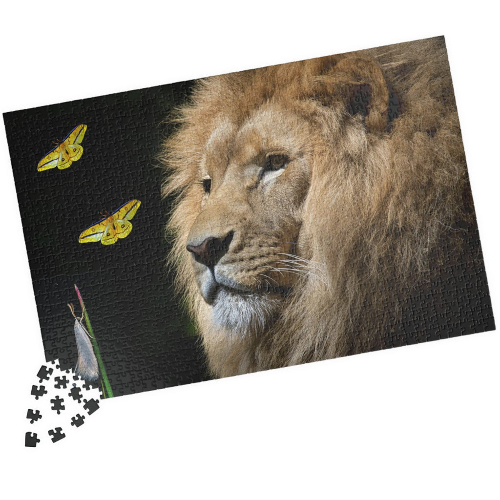 Unleash your adventurous spirit with the Lion &amp; Butterfly Puzzle! Challenge yourself with 110 to 1014 pieces and discover the stunning combination of a majestic lion and delicate butterfly. As you put together this high-quality puzzle, experience the thrill of completing a daring mission.