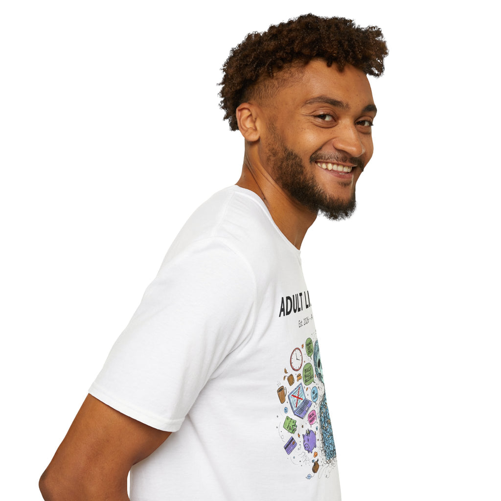 Adult Life Sucks Blue Skull Comfortable 100% Spun Cotton Tee