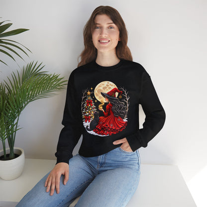 Christmas Witch Crewneck Sweatshirt – Magical Holiday Winter Design
