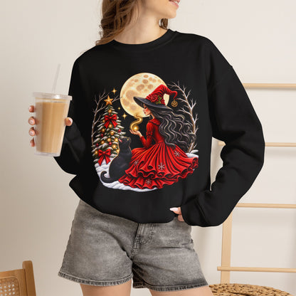 Christmas Witch Crewneck Sweatshirt – Magical Holiday Winter Design