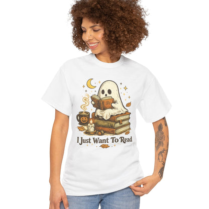 I Just Want To Read Ghost Halloween Comfortable Cotton T-Shirt