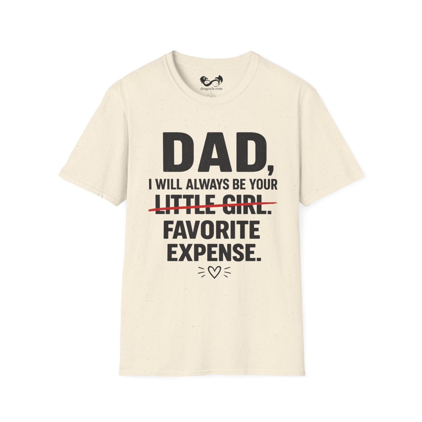 Beige t-shirt with humorous text design on a white background