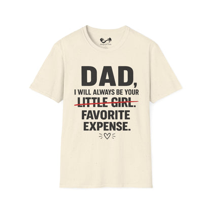 Beige t-shirt with humorous text design on a white background