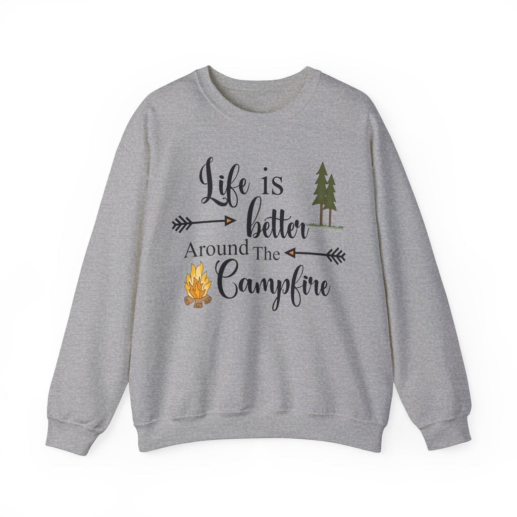Experience the comforting warmth and camaraderie of a cozy campfire with our Life is Better Around the Campfire sweatshirt. Made with heavy blend fabric, it's perfect for cool evenings spent in the great outdoors. Get yours now and make every camping trip even more memorable!