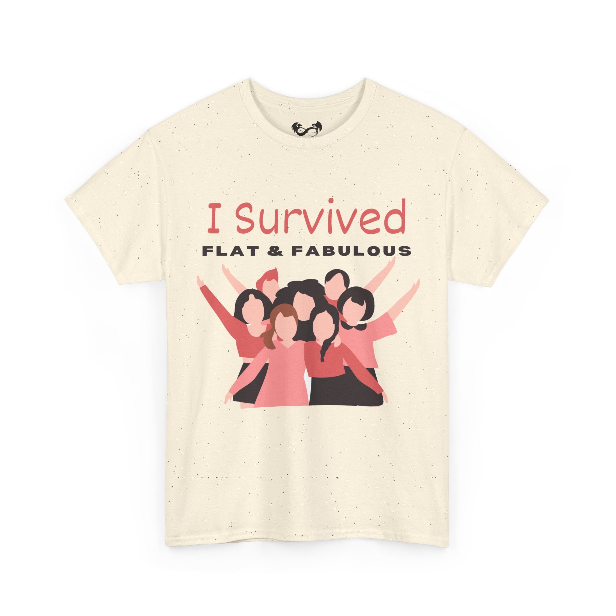 Be proud of your mastectomy journey with our "I Survived Flat &amp; Fabulous" tee. Made with heavy cotton, it's comfortable and durable for everyday wear. Show off your strength and celebrate your unique body. Choose confidence and comfort, with our original designed tee.