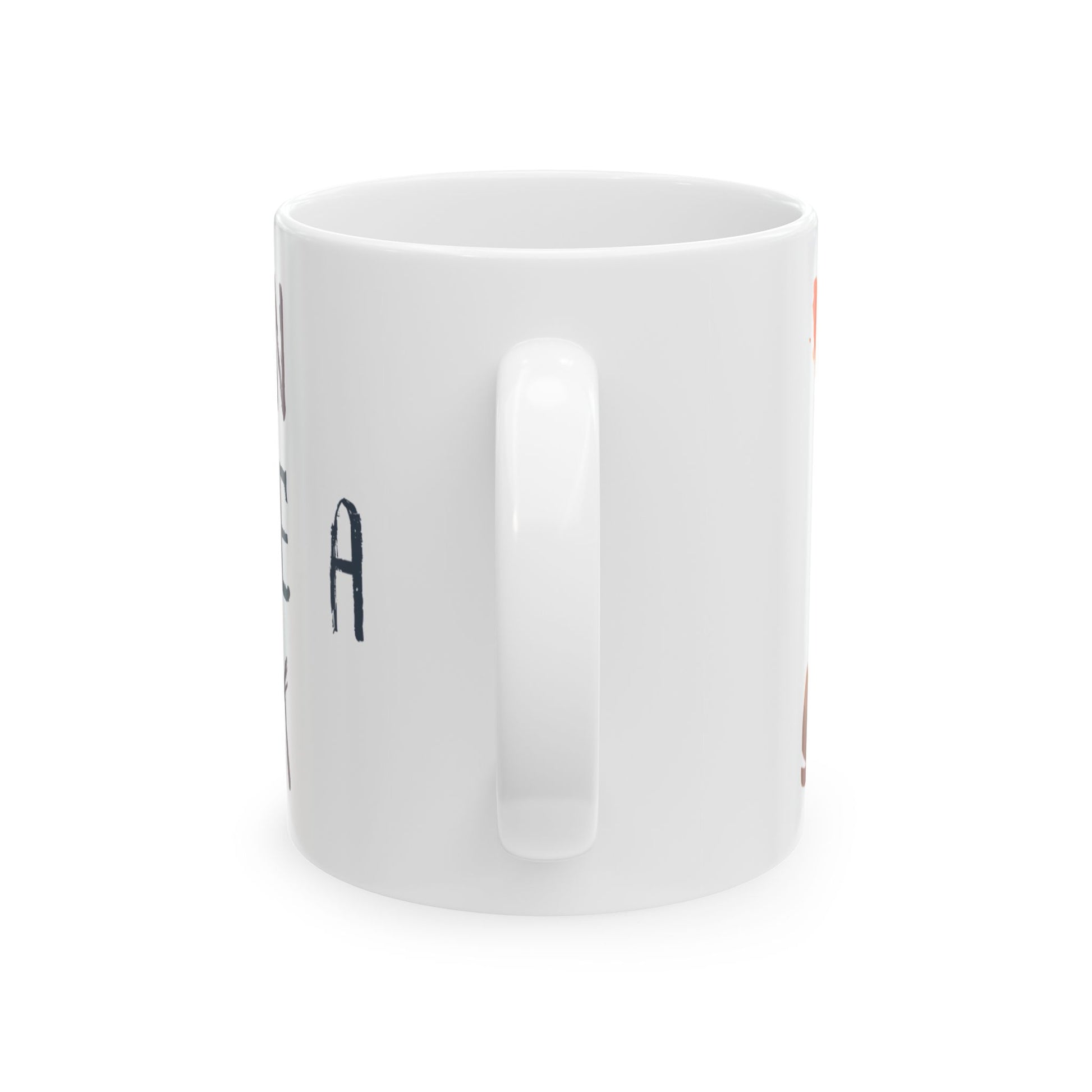 White mug with a handle on a white background