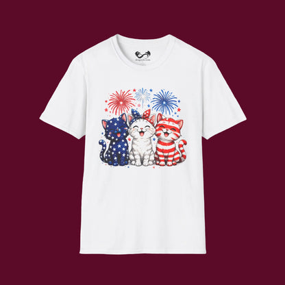 Cute Patriotic Kittens 4th of July Cotton T-Shirt