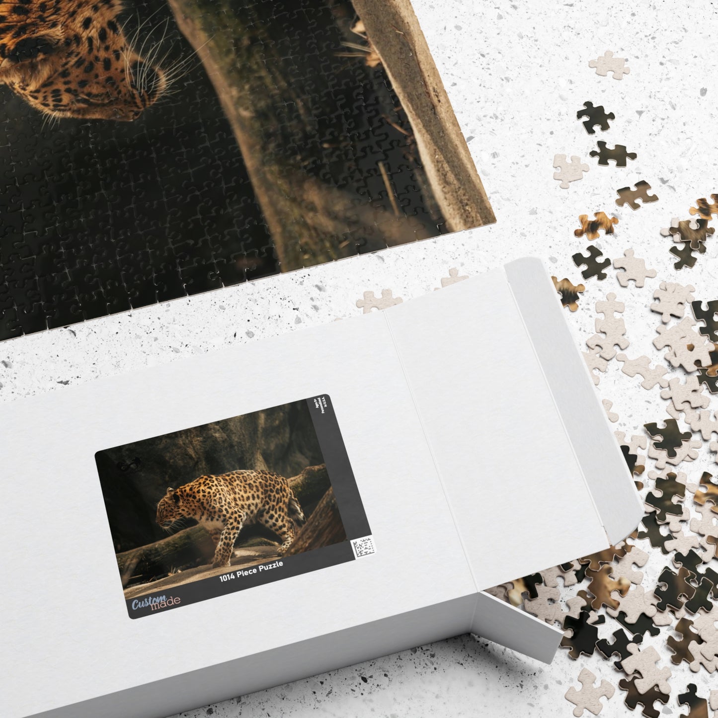 Unleash your wild side with our Stalking Leopard Puzzle! Challenge yourself with 110 to 1014 pieces of fierce feline action. Let the stalking begin as you put together this dynamic image of a sleek and powerful leopard. Embrace the thrill of the hunt and complete this puzzle today!