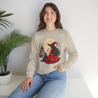 Christmas Witch Crewneck Sweatshirt – Magical Holiday Winter Design